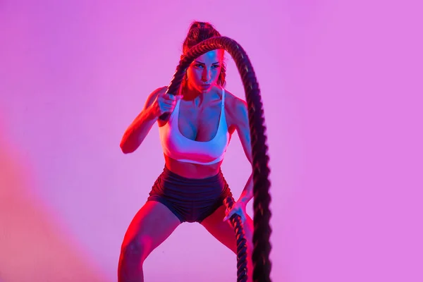 Femme Athlétique Avec Des Vêtements Sport Fitness Traning Belle Fille — Photo