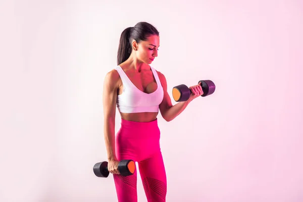 Mujer Atlética Con Ropa Deportiva Fitness Traning Hermosa Chica Haciendo —  Fotos de Stock