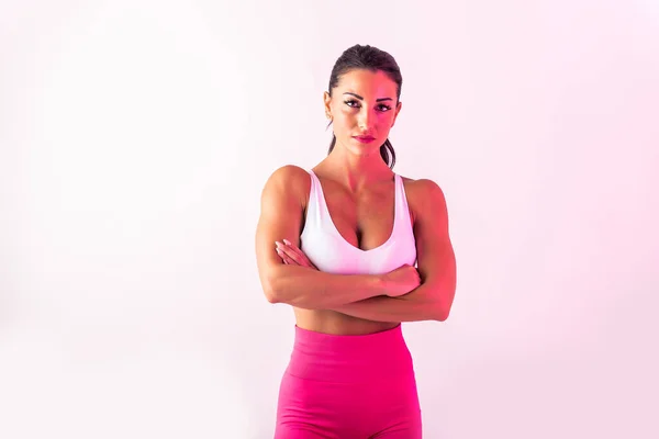 Mulher Atlética Com Fitness Sportswear Traning Menina Bonita Fazendo Fitness — Fotografia de Stock