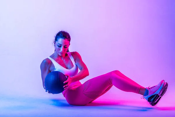 Sportovní Žena Fitness Sportovní Oblečení Traning Krásná Dívka Dělá Fitness — Stock fotografie