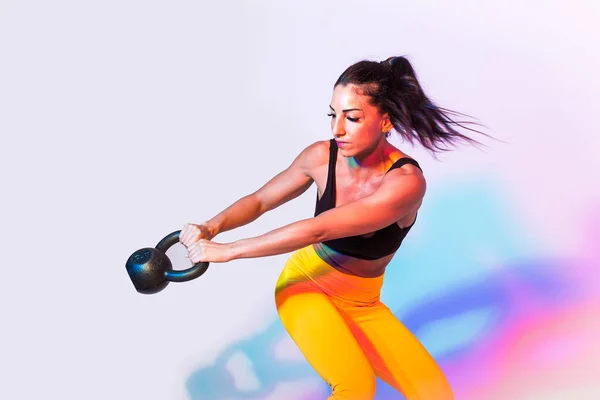 Mulher Atlética Com Fitness Sportswear Traning Menina Bonita Fazendo Fitness — Fotografia de Stock