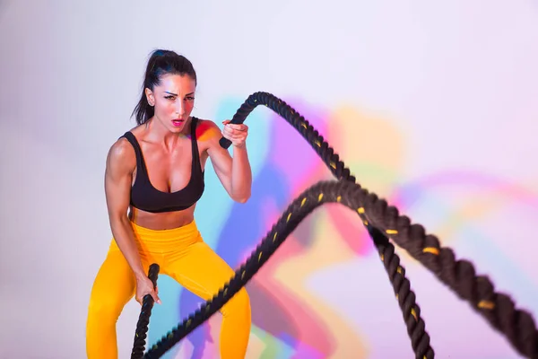 Sportovní Žena Fitness Sportovní Oblečení Traning Krásná Dívka Dělá Fitness — Stock fotografie