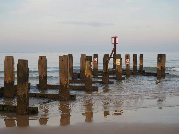 Luz Noite Velho Molhe Lowestoft — Fotografia de Stock