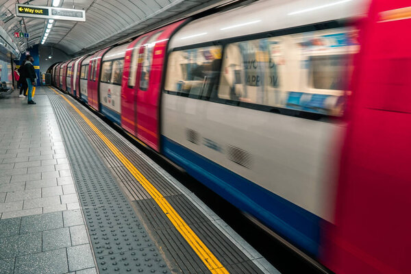 Underground tube of London in motion blur