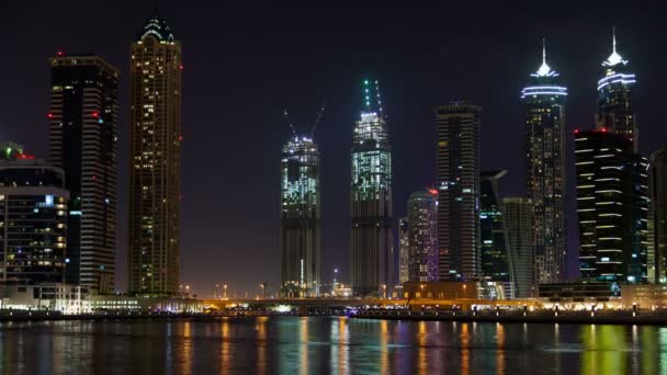 Business Bay Dubai Noche — Vídeo de stock