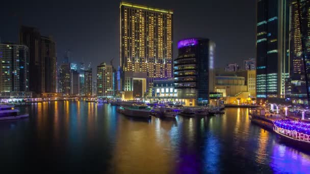 Video Van Dubai Jachthaven Nacht — Stockvideo