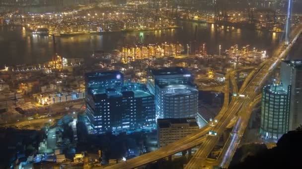 香港港ターミナル夜のタイムラプス中国 — ストック動画