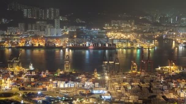 Hong Kong Port Terminal Night Time Lapse China — Stock Video