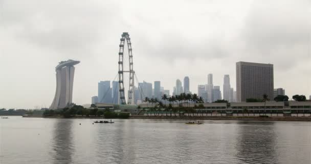 Singapore Vue Sur Ville Avec Nuage Roue Ferris — Video