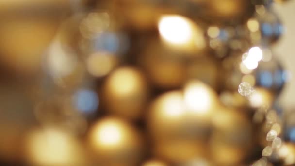 Decoração Natal Dourado Guirlanda Contas — Vídeo de Stock