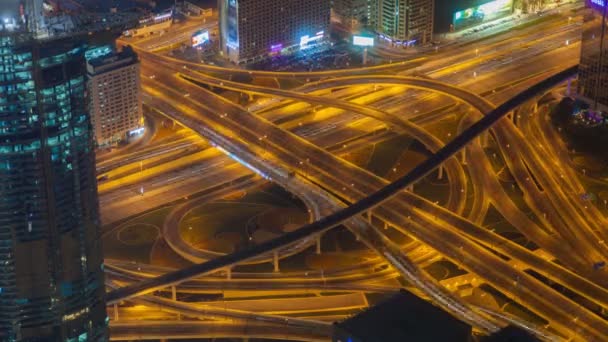 Dubai Snelweg Kruising Verkeer Knooppunt — Stockvideo