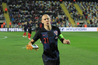 RIJEKA, CROATIA - 15 Ekim: Hırvatistan ve Ürdün milli takımları arasında futbol maçı, Hırvatistan 'ın Rijeka kentinde 2018 dostluk maçı 