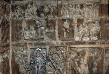 Hindu tapınağındaki heykeller, Kanchipuram, Tamil Nadu, Hindistan