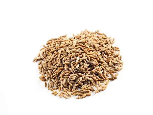 Cumin seeds (Cuminum), jeera on a white background — Stock Photo, Image