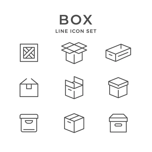 Establecer iconos de línea de caja — Vector de stock