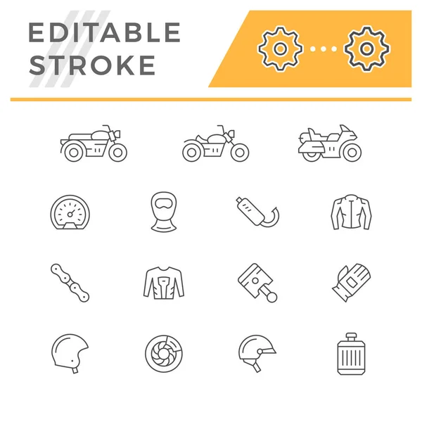 Set of motorcycle related line icons — Stock Vector