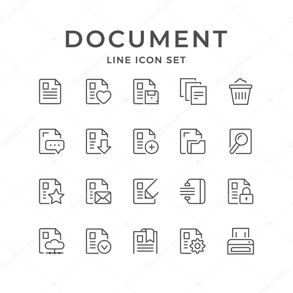Set line icons of document
