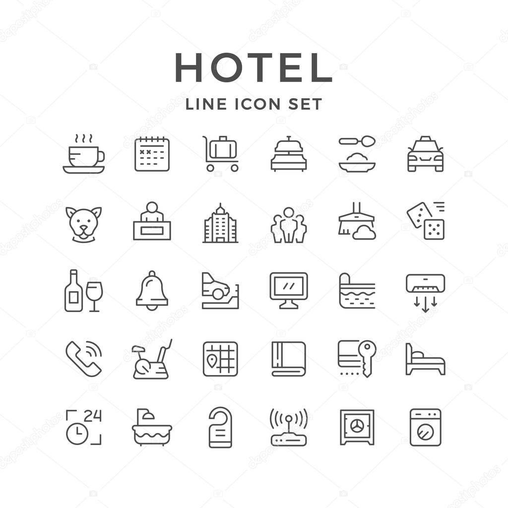 Set line icons of hotel