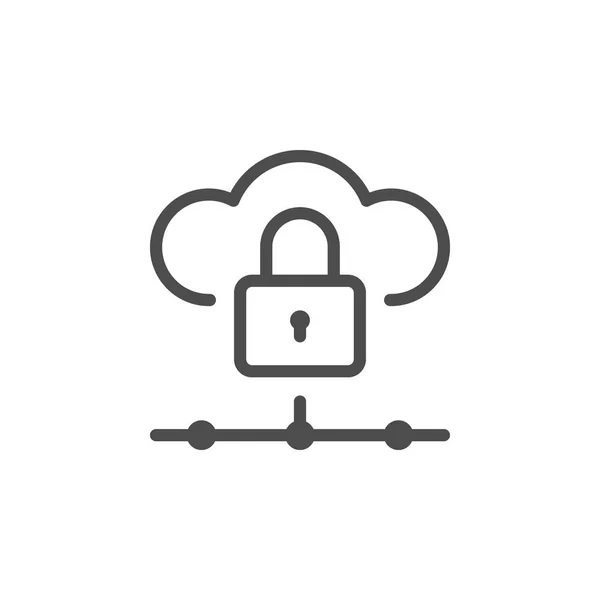 Ícone de linha de segurança de armazenamento em nuvem — Vetor de Stock