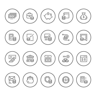 Para yuvarlak çizgi Icons set