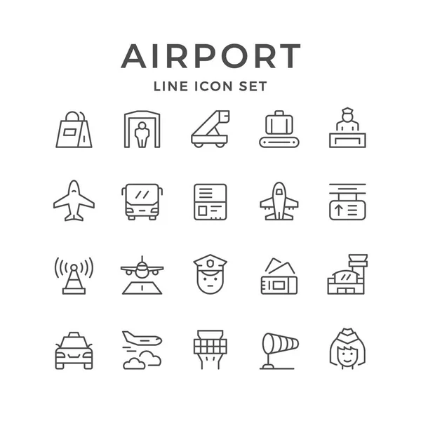Imposta icone di linea dell'aeroporto — Vettoriale Stock