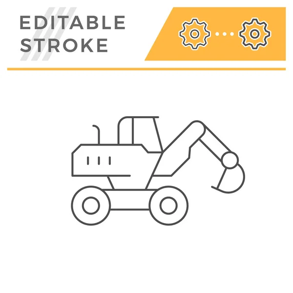 Wheel excavator line icon — Stock Vector
