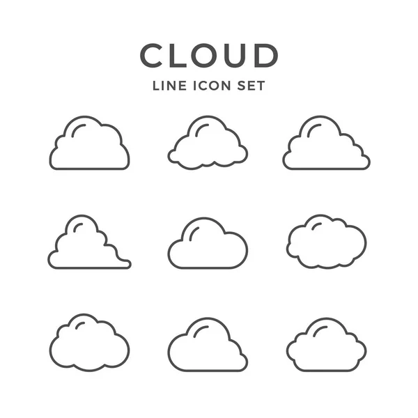 Ορίστε τα εικονίδια γραμμής του cloud — Διανυσματικό Αρχείο