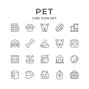 İn evde beslenen hayvan çizgi Icons set
