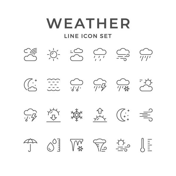 Set line icons of weather — Stock Vector