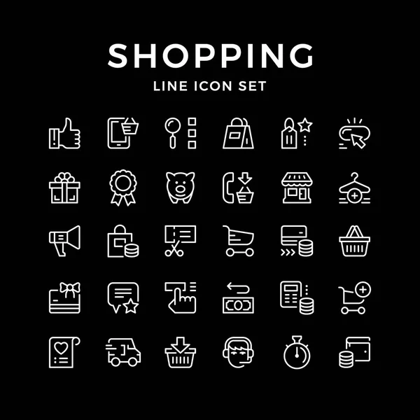 Imposta icone della linea di shopping — Vettoriale Stock