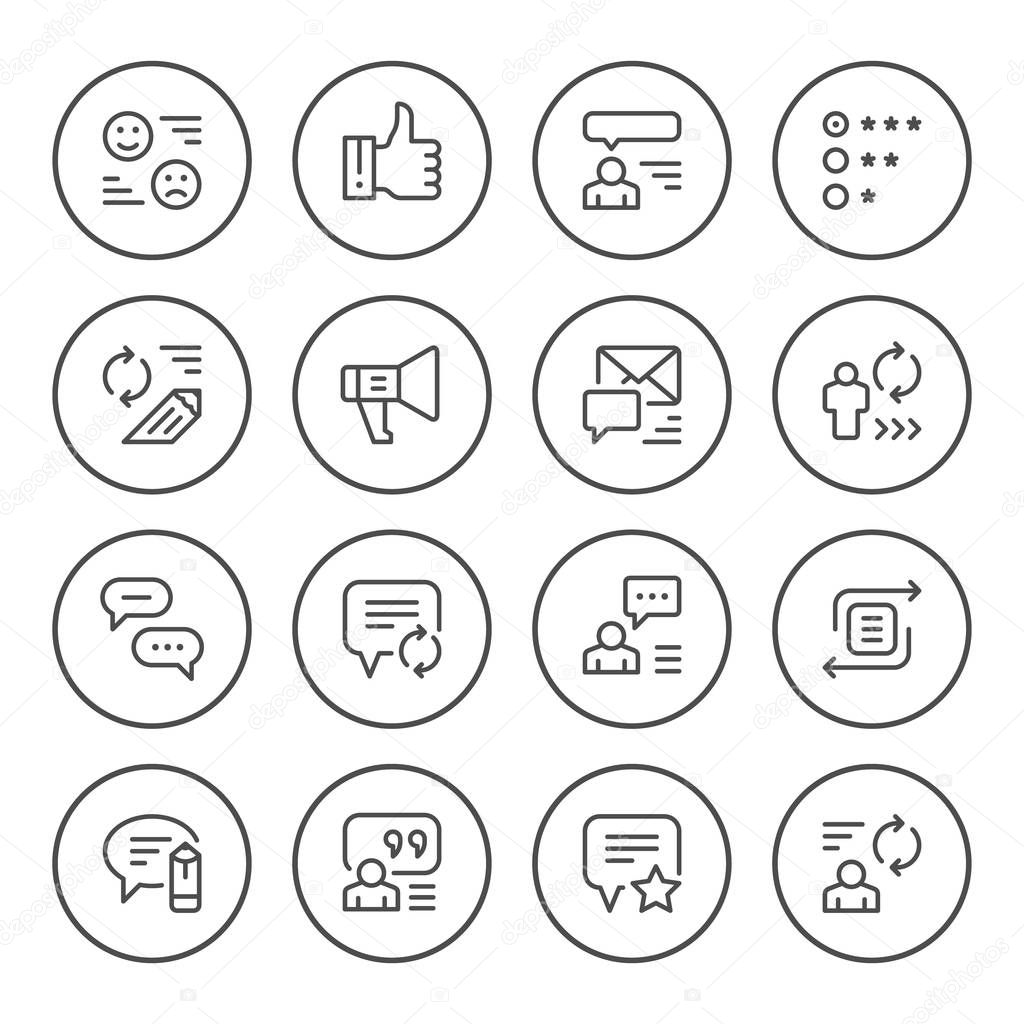 Set round line icons of feedback