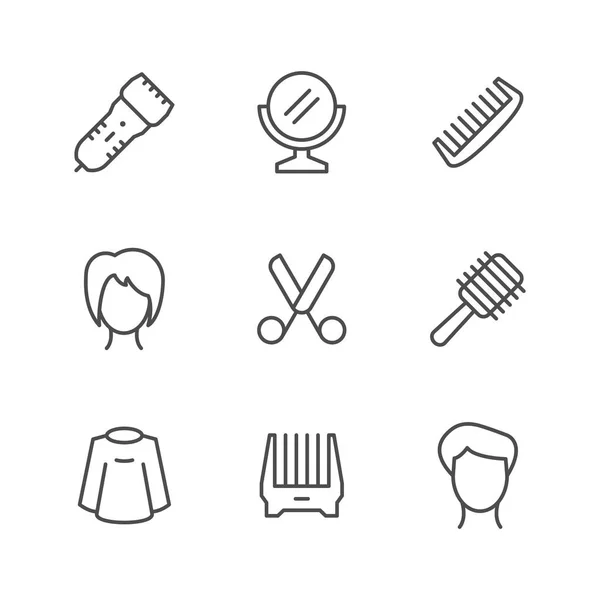 Set line icons of hairdressing — Stock Vector