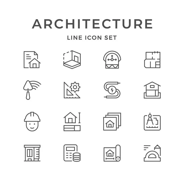 Készlet vonal ikonok-ból építészeti — Stock Vector