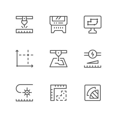Lazer kesme hattı Icons set