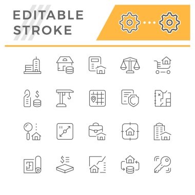Set line icons of real estate clipart