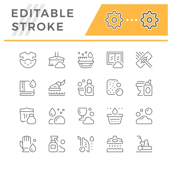 Stel lijn pictogrammen van het reinigen — Stockvector