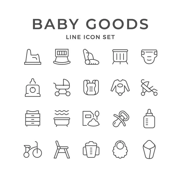 Set lijn iconen van baby goederen — Stockvector