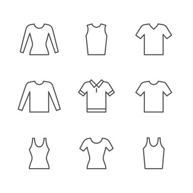 T-shirt, singlet, uzun kollu çizgi Icons set