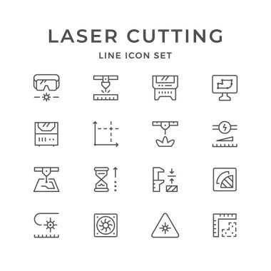 Lazer kesme hattı Icons set