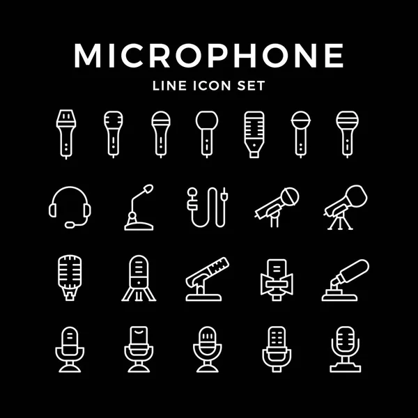 Establecer iconos de línea de micrófono — Vector de stock