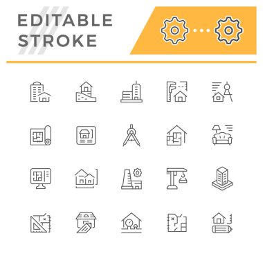 Set line icons of architecture clipart