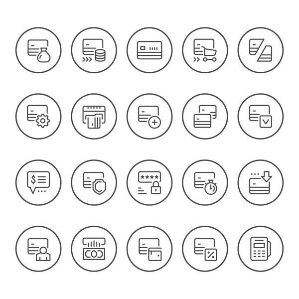 Kredi kartı yuvarlak çizgi Icons set