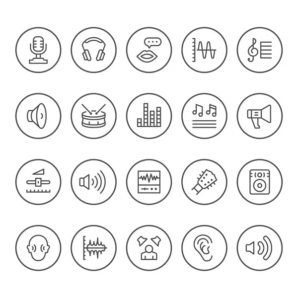 Runde Liniensymbole des Klangs setzen — Stockvektor