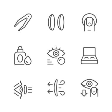 Kontakt lens satır Icons set