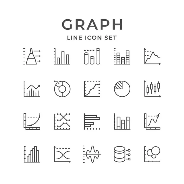 Set line icons of graph and diagram — Stock Vector