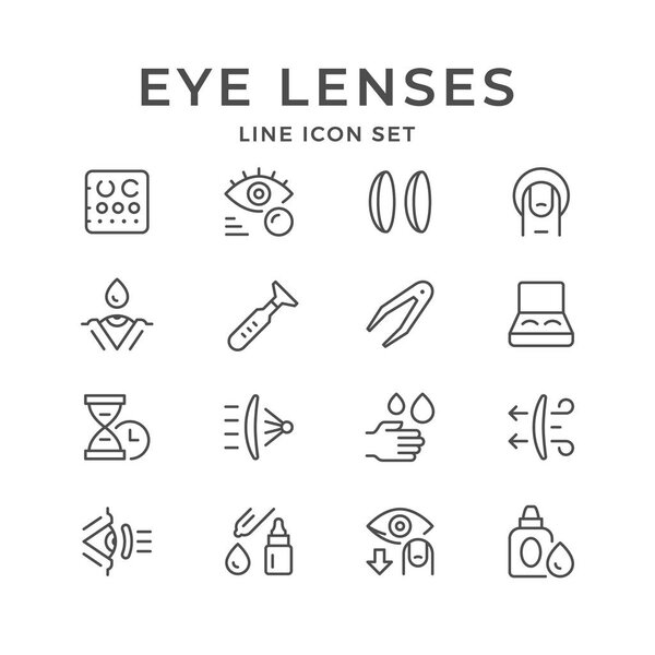 Set line icons of contact lenses