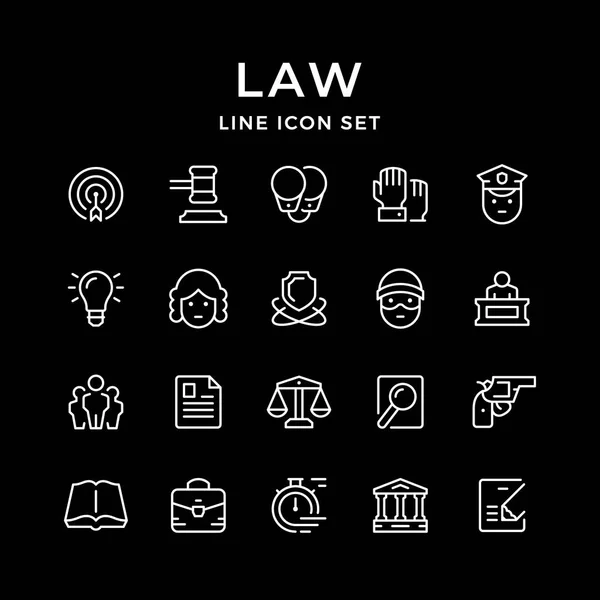 Definir ícones de linha da lei — Vetor de Stock