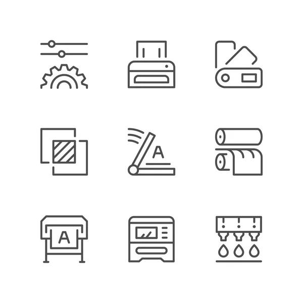 Set line icons of print — Stock Vector