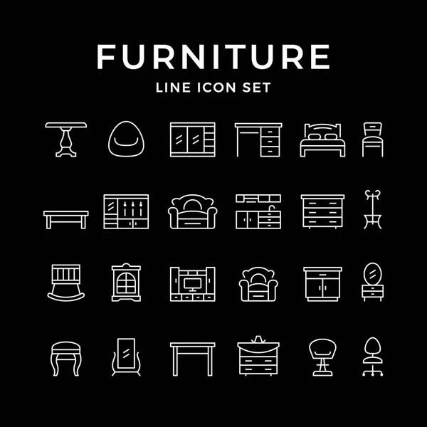 Establecer iconos de línea de muebles — Vector de stock