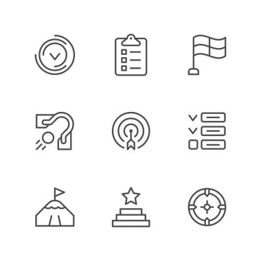 Set line icons of goal clipart